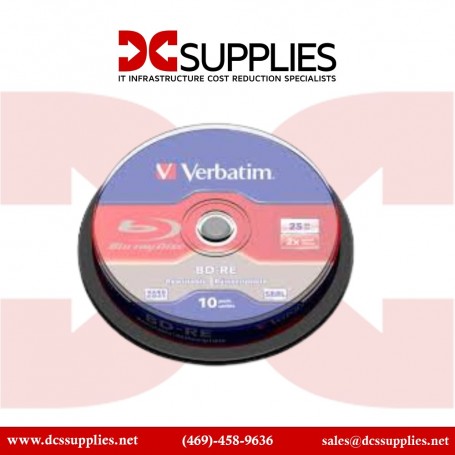 Verbatim 43694 Blu-ray Rewritable Media - BD-RE - 2x - 25 GB - 10 Pack Spindle (43694)