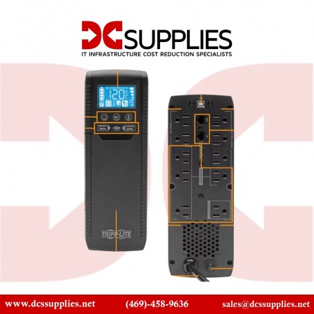 Tripp Lite ECO1300LCD Line Interactive UPS with USB and 10 Outlets - 120V, 1300VA, 720W, 50/60 Hz, AVR (ECO1300LCD)