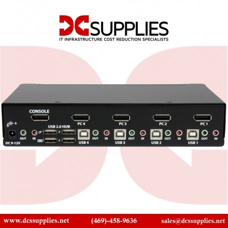 StarTech SV431DPUA 4 Port DisplayPort KVM Switch w/ Audio - USB, DP Monitor (SV431DPUA)