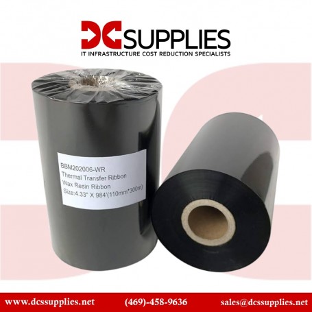 Brother BSS1C600110 Mobile Solutions 110mm 4.33" Wax Resin Thermal Transfer Ribbon  600ft Black (BSS1C600110)