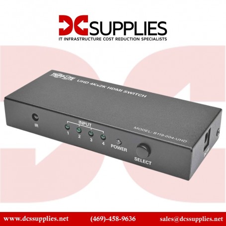 Tripp Lite B119-004-UHD 4-Port HDMI Switch for 4K UHD Video & Audio with Remote (B119-004-UHD)