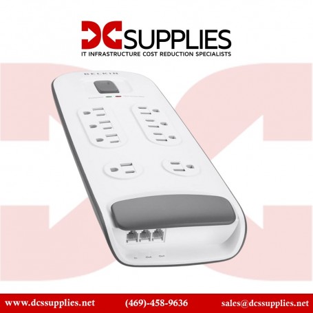 Belkin BV108200-06 8-Outlet Surge Protector with Phone Protection 6ft Cord - White (BV108200-06)