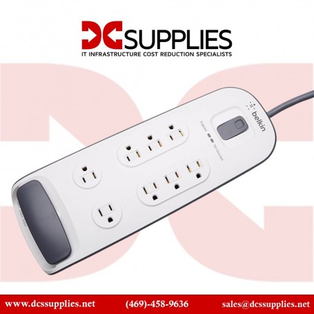 Belkin BV108200-06 8-Outlet Surge Protector with Phone Protection 6ft Cord - White (BV108200-06)