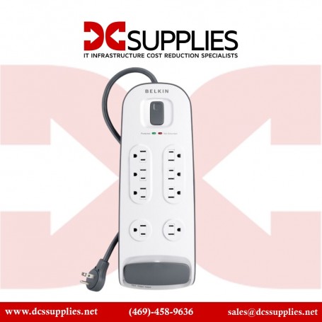 Belkin BV108200-06 8-Outlet Surge Protector with Phone Protection 6ft Cord - White (BV108200-06)