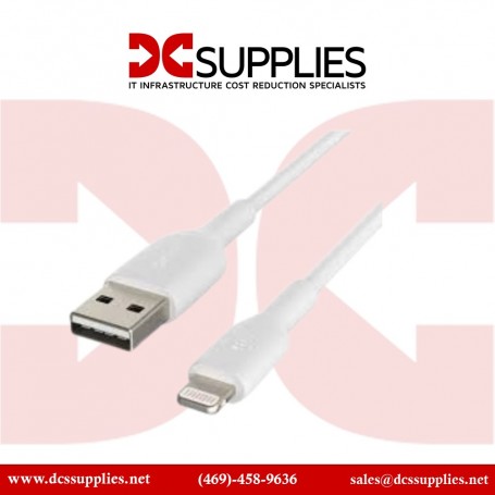 Belkin CAA002BT2MWH BoostCharge Braided Lightning to USB-A Cable (6.6ft White) (CAA002BT2MWH)
