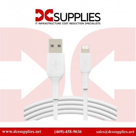 Belkin CAA002BT1MWH BoostCharge Braided Lightning to USB-A Cable (3.3', White) (CAA002BT1MWH)