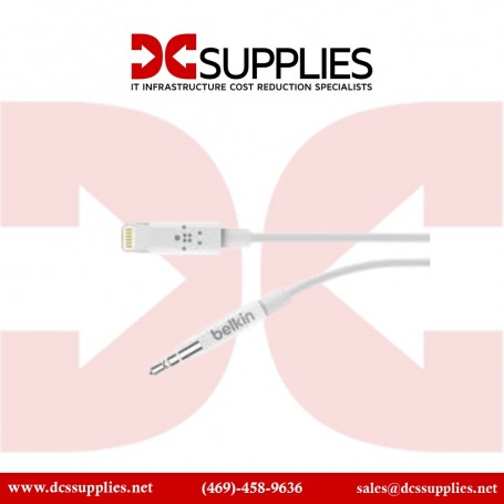 Belkin AV10172BT03-WHT 3.5 mm Audio Cable with Lightning Connectore, 3 ft - White (AV10172BT03-WHT)