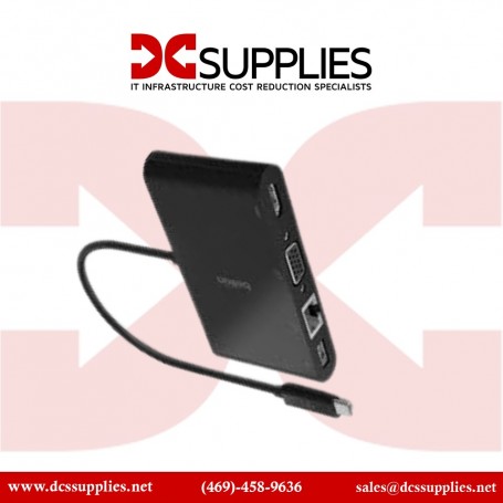 Belkin AVC005BTBK Mutimedia Adapter USBC-Gbe HDMI VGA USBA Black (AVC005BTBK)