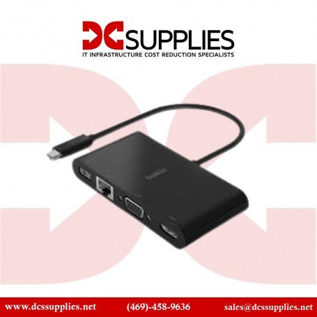 Belkin AVC005BTBK Mutimedia Adapter USBC-Gbe HDMI VGA USBA Black (AVC005BTBK)