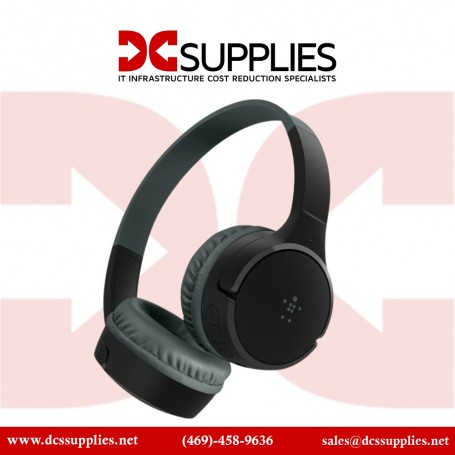 Belkin AUD002BTBK Wireless Headphones On-Ear for Kids Black (AUD002BTBK)