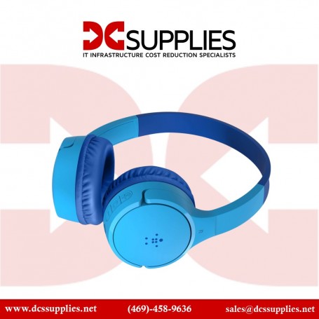 Belkin AUD001BTBL Wireless Headphones On-Ear for Kids Blue (AUD001BTBL)