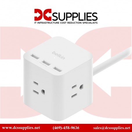Belkin SRA006P3TT5 3-Outlet Power Cube with 5-Foot Cord and USB-A Ports (SRA006P3TT5)