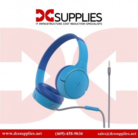 Belkin AUD004BTBL Wired On-Ear Headphones for Kids Blue (AUD004BTBL)