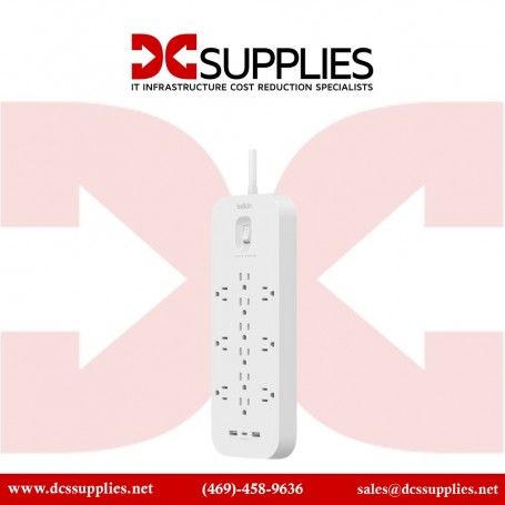 Belkin SRA007P12TT6 12 Outlet Surge Protector + USB-C and USB-A ports White) (SRA007P12TT6)