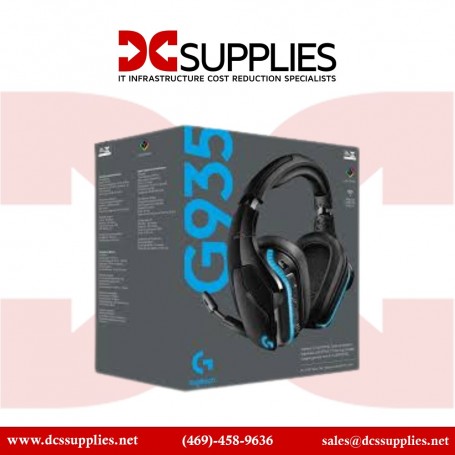 Logitech 981-000742 G935 Wireless DTS X 7.1 Surround Sound LIGHTSYNC RGB PC Gaming Headset - Black/Blue (981-000742)