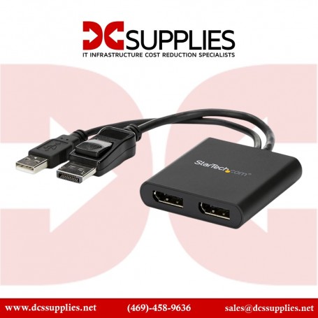 StarTech MSTDP122DP 2-Port Dual 4K Multi Monitor DisplayPort MST Hub Adapter (MSTDP122DP)