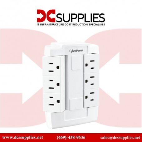 CyberPower GT600P 6 Outlet Swivel Grounded Wall Tap, White (GT600P)