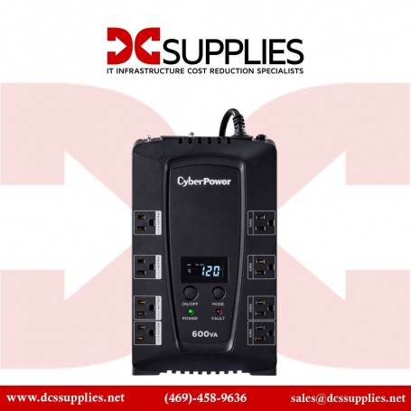 CyberPower CP600LCD 600VA/340W Simulated Sine Wave NEMA 5-15P 6 ft cord 8 (CP600LCD)