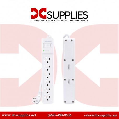 CyberPower B615 Surge Protector, 6 Outlets, 500J, 15 ft, White (B615)