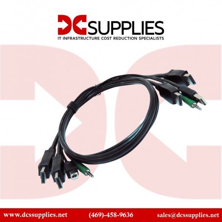 Black Box SKVMCBL-2DP-10 Each end 1 USB 2 DisplayPort 1 3.5mm Audio KVM Cable 10ft TAA (SKVMCBL-2DP-10)