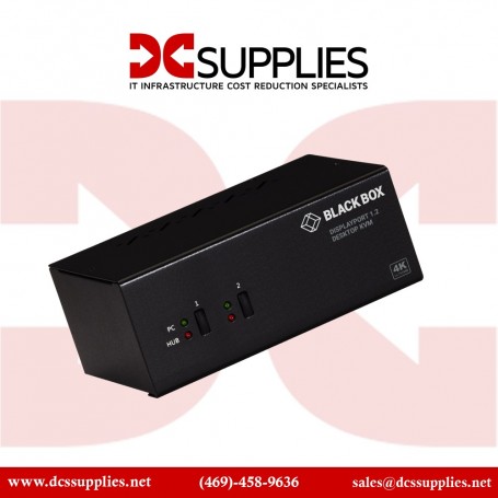 Black Box KV6222DP 2-Port Dual-Monitor KVM Switch - 4K 60Hz, USB 3.0 Hub, Audio (KV6222DP)