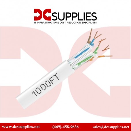 Black Box C6ABC50S-STR-WH-1000 CAT6A Stranded UTP Bulk Cable, 650MHz, White (C6ABC50S-STR-WH-1000)