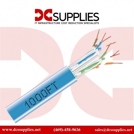 Black Box C6ABC50-BL-1000 GigaTrue Cat6 Bulk Cable - 1000 ft, Blue (C6ABC50-BL-1000)