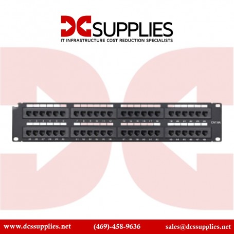 Leviton LV-69586U24 Cat 6 Flat Patch Panel, 24-Port, 1RU, Black (LV-69586U24)