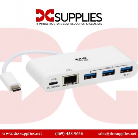Tripp Lite U460-003-3AG-C 3-Port USB-C Hub with GbE and Charging (U460-003-3AG-C)