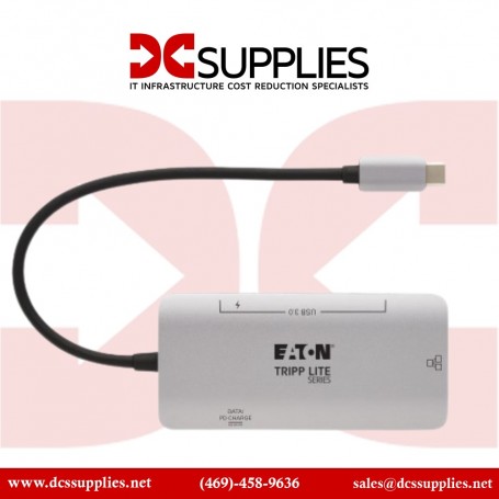 Tripp Lite U460-003-3AGALC USB-C Hub - USB 3.2 Gen 1, 3 USB-A Ports, Gigabit Ethernet, Aluminum, 100W PD Charging (U460-003-3AGALC)