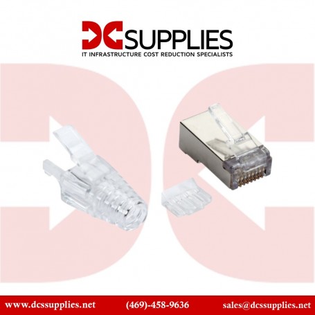 Black Box FMTP6AS-CL-100PAK CAT6A Modular RJ-45 Plugs with Boots, Solid/Stranded STP, 100-pack (FMTP6AS-CL-100PAK)