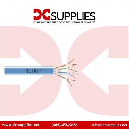 Black Box C6ABC50-STR-BL-1000 CAT6A Bulk Cable Stranded UTP 650MHz Cm PVC PoE Blue 1000FT (C6ABC50-STR-BL-1000)