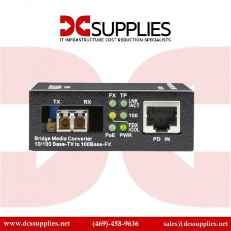 Black Box LPD504A Fast Ethernet to Fiber PoE Media Converter, 2 km, LC, Multimode (LPD504A)