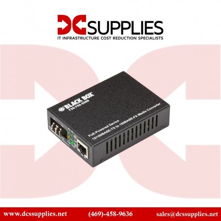 Black Box LPD504A Fast Ethernet to Fiber PoE Media Converter, 2 km, LC, Multimode (LPD504A)