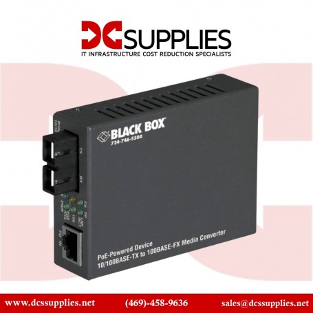 Black Box LPD504A Fast Ethernet to Fiber PoE Media Converter, 2 km, LC, Multimode (LPD504A)