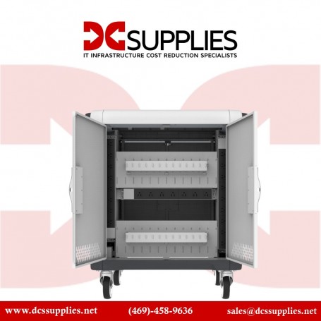 Rocstor VT0C24-01 Gray Portable Device Management Cart, 24 Slots (VT0C24-01)