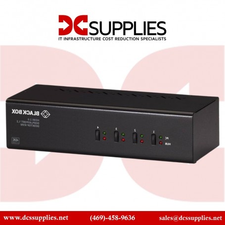 Black Box KV6224DPH KVM Switch 4 Port Dual-Monitor DP & HDMI 4K 60HZ USB 3 Hub Audio (KV6224DPH)