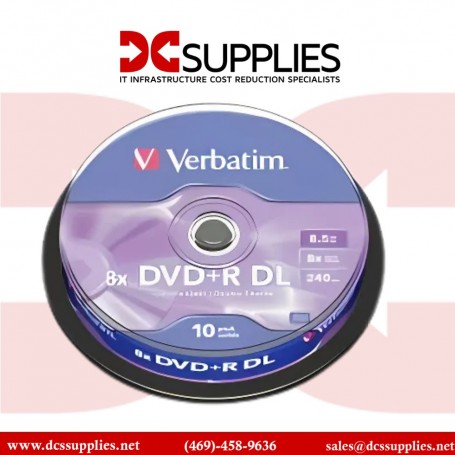 Verbatim 97000 DVD+R DL: 8.5GB, 8x speed, spindle pack containing 50 recordable double-layer discs. (97000)