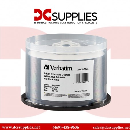 Verbatim 94917 DVD+R 4.7GB 16X DataLifePlus White Inkjet Printable (94917)