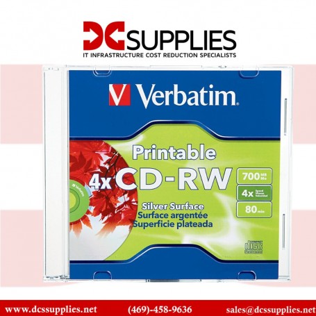Verbatim 95160  CD-RW 700MB, 2x-4x DataLifePlus Silver Inkjet Printable 1Pk Jewel Case (95160)