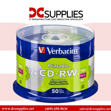 Verbatim 95159 CD-RW 700MB 12X Inkjet Printable Disc - 50 Pack (95159)