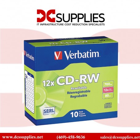 Verbatim 95156 700MB 12X CD-RW 10 Packs Slim Jewel Case Disc Model (95156)