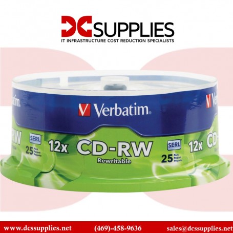 Verbatim 95155 CD-RW 700MB 4X-12X Rewritable Disc - 25 Pack (95155)