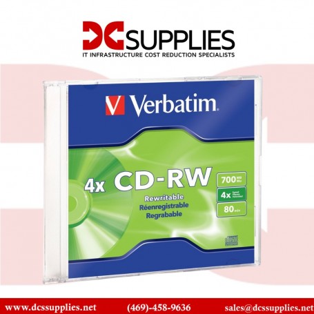 Verbatim 95117 4X 80Min 700MB CD-RW 1PK Slim Jewel Case (95117)