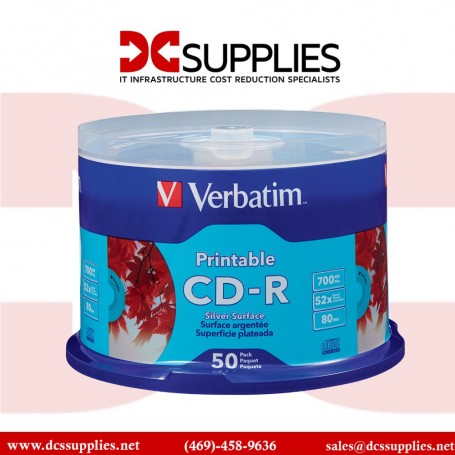 Verbatim 95005 CD-R 700MB 52x Silver Inkjet Printable Recordable Compact Disc (50-Pack Spindle) (95005)
