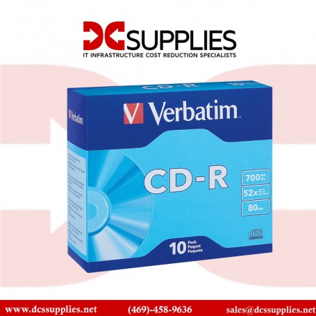 Verbatim 94935 CD-R 700MB 52X with Branded Surface -10pk Slim Case (94935)