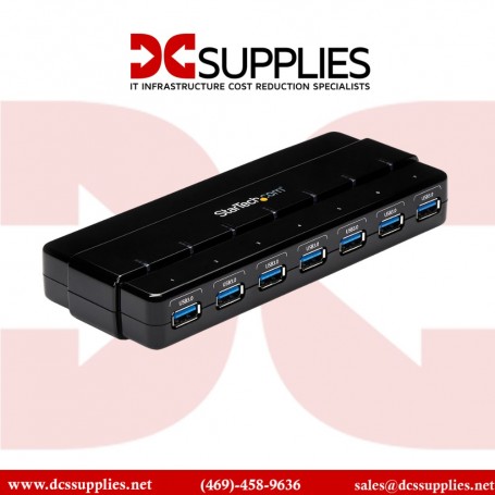 StarTech.com ST7300USB3B 7 Port SuperSpeed USB 3.0 Hub Desktop USB Hub with Adapter (ST7300USB3B)