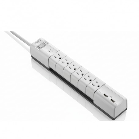 APC PE6RU3W SurgeArrest Essential 6-Outlet Surge Protector with USB (PE6RU3W)