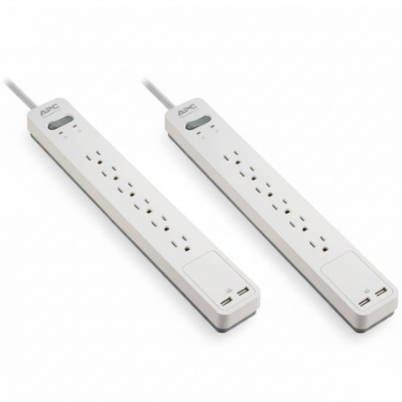 APC PE64U2WGDP Essential SurgeArrest 6 Outlet Surge Protector with USB Charging (PE64U2WGDP)