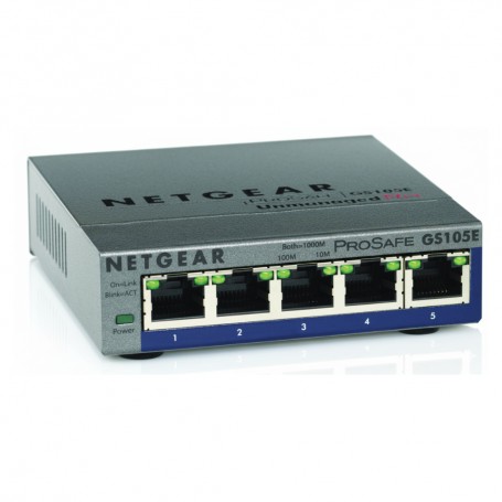 Netgear GS105E-200NAS ProSafe Plus 5 Port Gigabit Ethernet Switch (GS105E-200NAS)